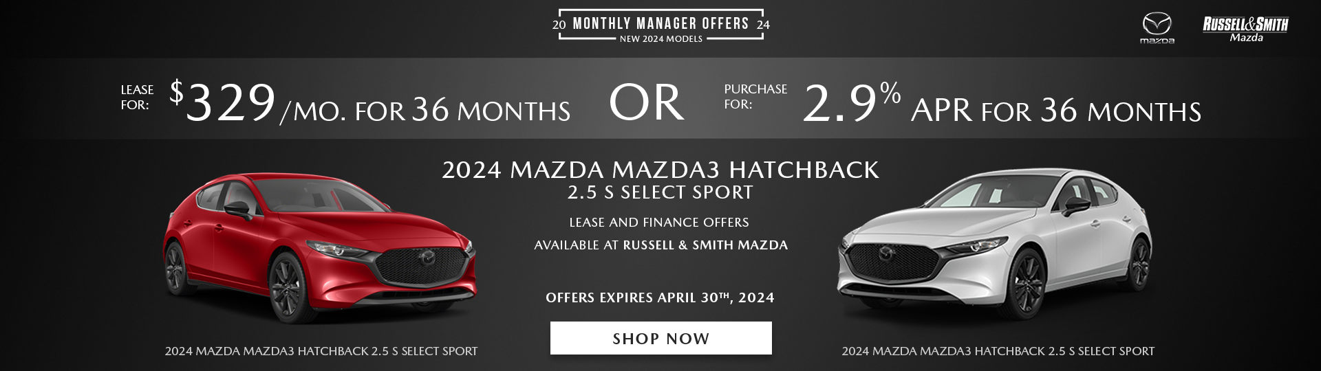 2024 Mazda3 Hatchback lease deals and finance specials